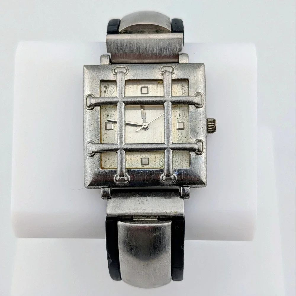 SPACE Y2K Industrial Cyberpunk Cage Dial Chunky Statement Watch 32mm 7.25